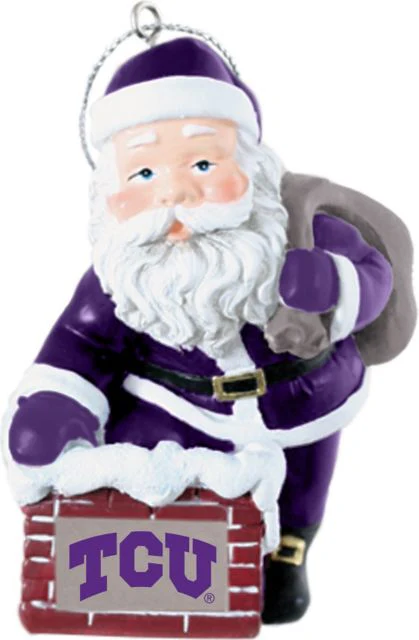 Texas Christian University 3 in. Rooftop Santa Ornament