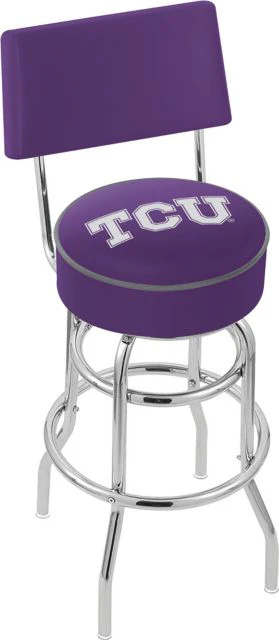 Texas Christian University 30 L7C4 - Chrome Double Ring Swivel Bar Stool w/a Back and Horned Frogs Logo - ONLINE ONLY