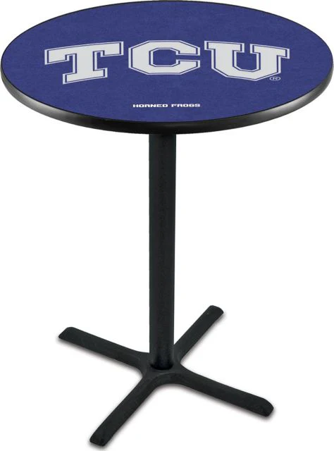 Texas Christian University L211 - 42 Black Wrinkle  Pub Table w/Horned Frogs Logo w/36 dia. top - ONLINE ONLY