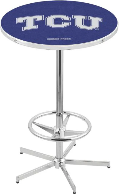 Texas Christian University L216 - 42 Chrome Pub Table w/Horned Frogs Logo w/36 dia. top - ONLINE ONLY