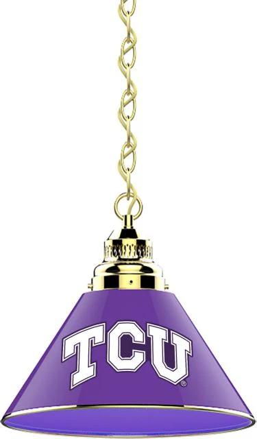 Texas Christian University Pendant Light w/Brass Fixture and Horned Frogs Logo - ONLINE ONLY