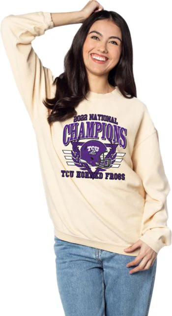 Texas Christian University Football 2022 National Champions Women's Corded Crewneck Sweatshirt