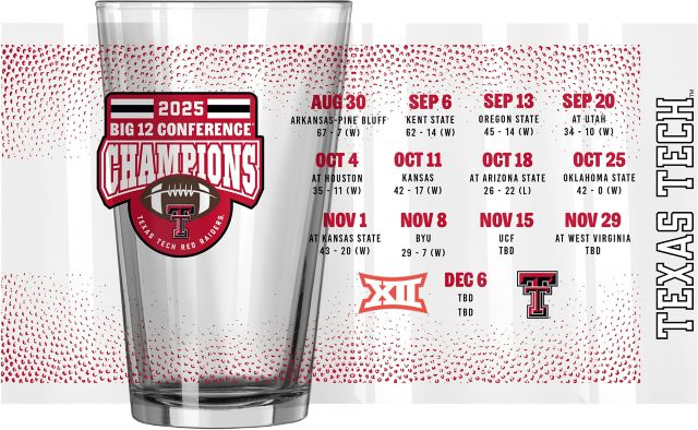 Texas Christian University Women's Soccer 2025 National Champions 16 oz. Glass