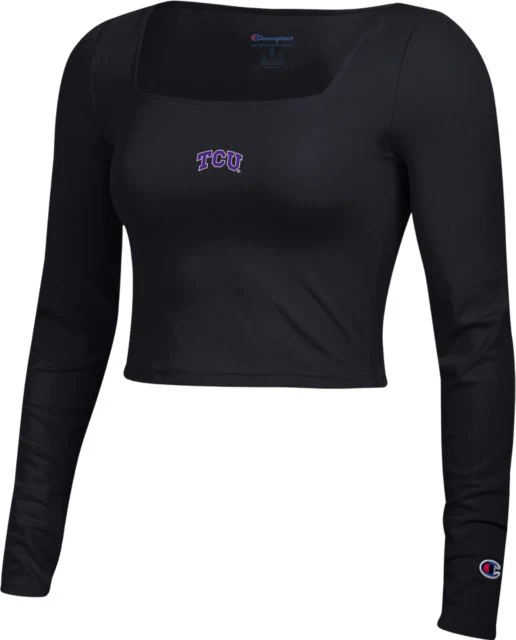 Texas Christian University Women's Square Neck Cropped Long Sleeve T-Shirt