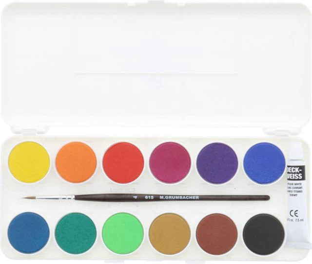 WATERCOLOR PAN SET 12 OPAQUE COLORS